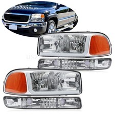 Pair Led Drl Headlights W Bumper Signal Lamp Fit For Gmc Sierra Yukon 1999-2007 Pair Led Drl Headlights W Bumper Signal Lamp Fit For Gmc Sierra Yukon 1999-2007