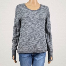 Gap GapFit Factory MEDIUM Youth Scoop Neck Sweatshirt Shirt Top Marled Gray