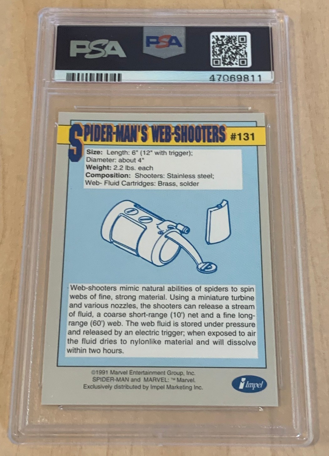 1991 Marvel Universe #131 Web-Shooters 💎 SPIDER-MAN 💎 PSA 10 GEM MINT 💎 view 2