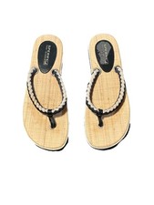 Sperry Top-Sider Womens Black Rope Thong Sandals Flip Flops Size 7