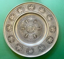 Gro&szlig;er italienischer Zinnteller &Oslash; 40 cm &ndash; handgraviert &ndash; Adam & Eva &ndash; Wandteller