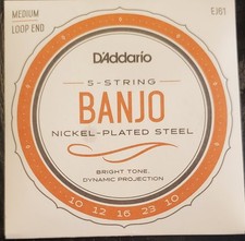 D'Addario Banjo Strings Nickel Steel Loop End Medium EJ61