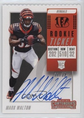 2018 Panini Contenders Ticket RPS Stubs 31/32 Mark Walton Rookie Auto RC 12l9