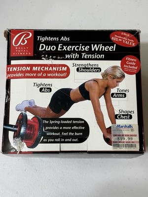 Bally Total Fitness Duo Exercise Wheel With Tension Tightens Abs Workout Fitness