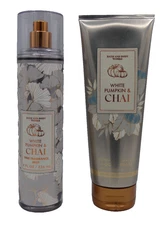 Bath & Body Works White Pumpkin & Chai BODY MIST BODY CREAM (2 PACK)