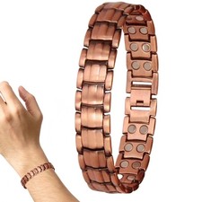 Men's Bracelet Magnetic Therapy Arthritis Pain Relief Pure Solid Copper Bangle