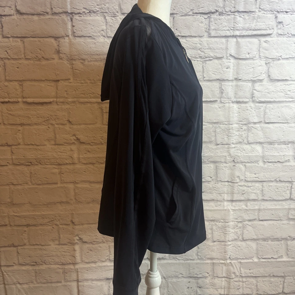 Sudadera con capucha negra con cremallera completa Cabi para mujer manga malla talla XL Foto 2 de 4