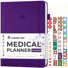 Clever Fox Large Medical Planner 12-Month – Medical Notebook, Health Diary, W...