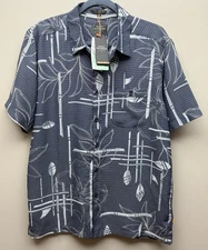NEW Waterman Quicksilver Men’s Button Up Short Sleeve Blue Hawaiian Shirt Sz. S