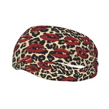 Leopard Cheetah Red Kisses Headbands for Women Men Fashion Sweatbands Athleti...