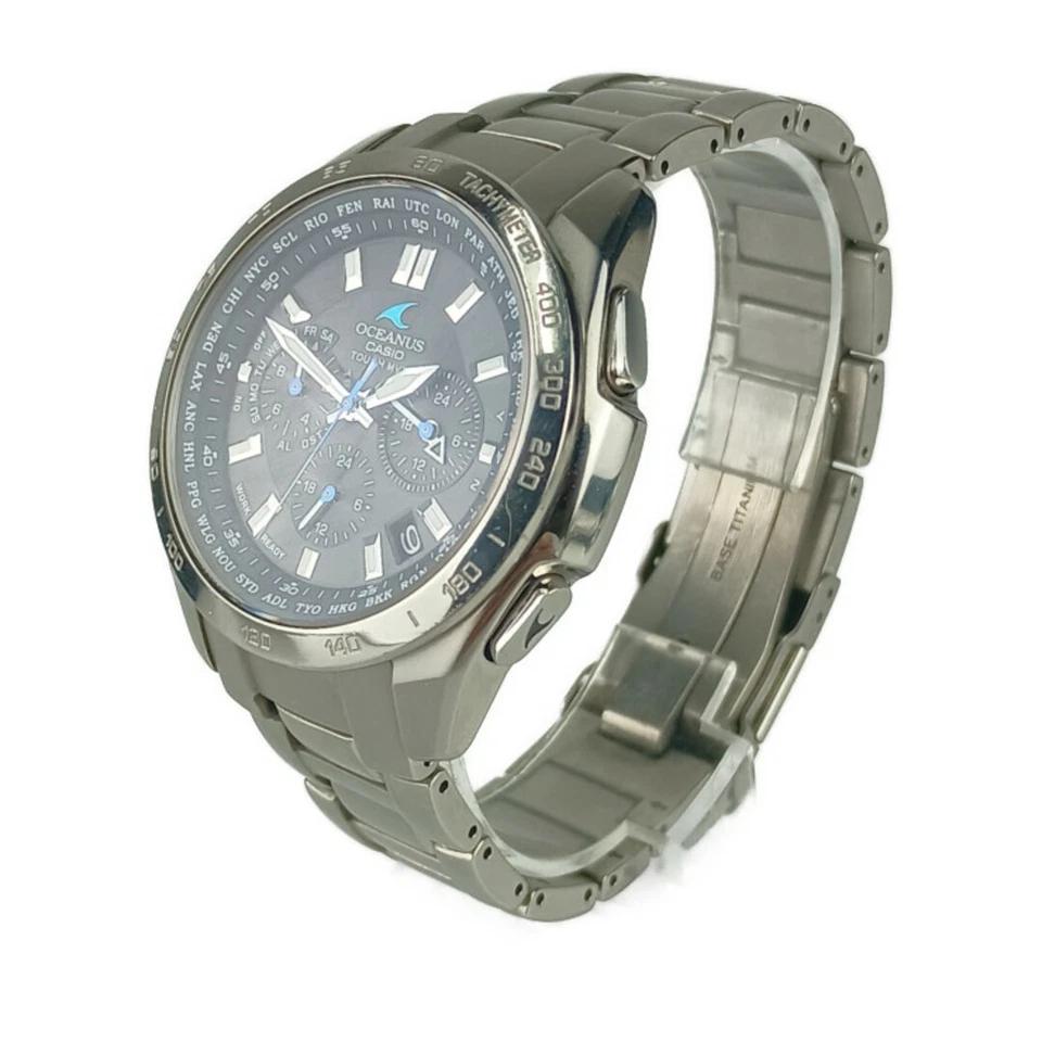 Auténtico CASIO OCEANUS OCW T600TD 1AJF esfera plateada negra titanio para hombres radio solar Foto 2 de 4