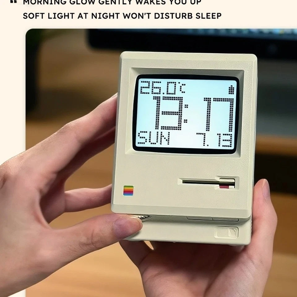 Adjustable Brightness Retro MacLock Clock Calendar Desk Clocks - Image 3 of 4