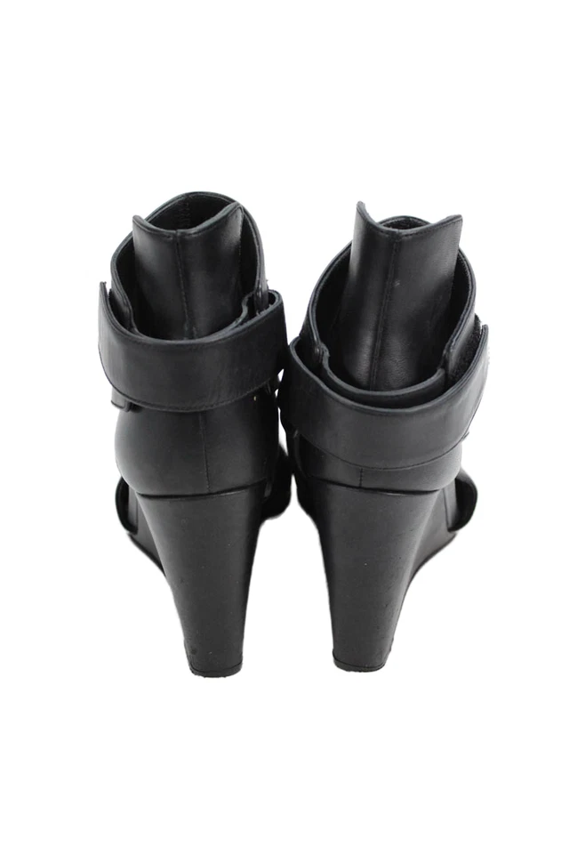 Zapatos de salón Vince para mujer de tacón de cuña con punta abierta de cuero negro talla 7M Foto 3 de 4