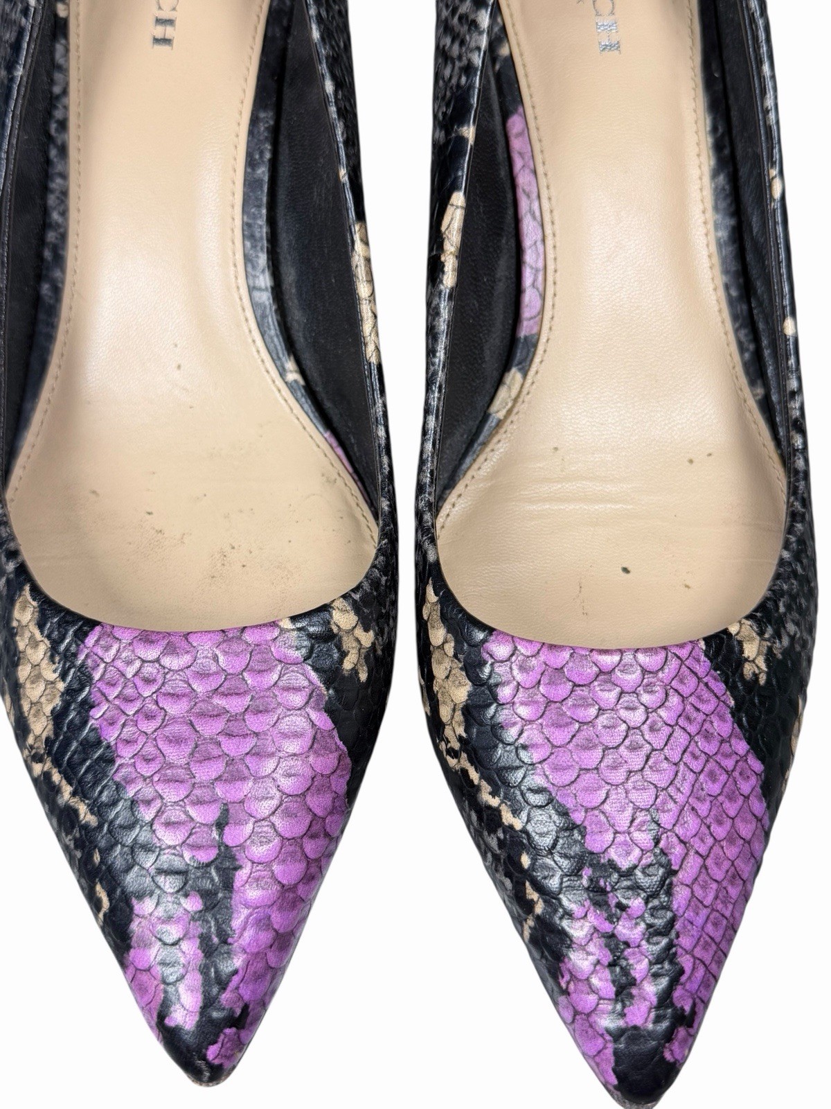 Coach Lacey Heel Embossed Python Pumps Purple Bla… - image 6