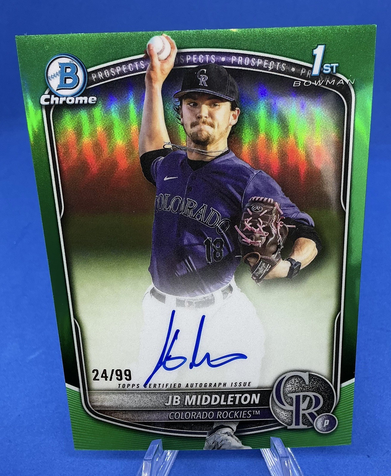 2025 Bowman Draft Chrome JB Middleton Auto Green /99 Rockies