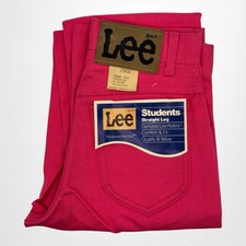 Vintage 70 s Lee Students Rider Straight Leg Pink Jeans 25 X 32 USA Deadstock