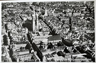 Postcard Munich original aerial photo 1933 aerial view old postcard