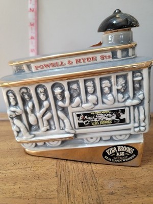 Ezra Brooks Cable Car Decanter   Powell & Hyde St.   1968 Whiskey Bottle (empty)