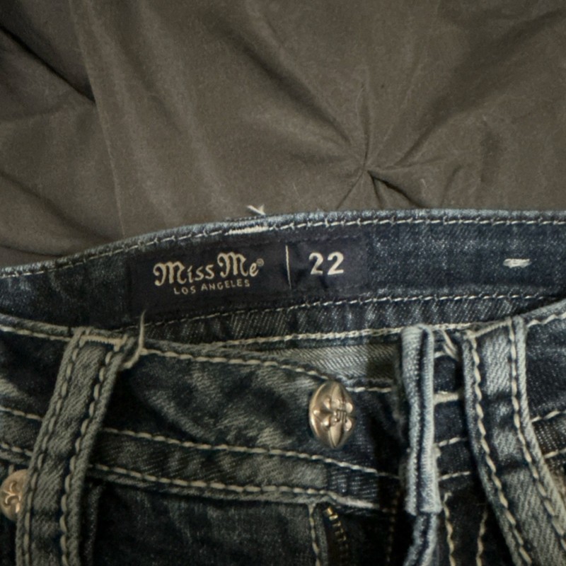 Miss Me Embellished Rhinestone Button Denim Women's Jeans Blue Medium Wash