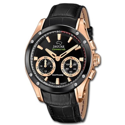 Jaguar Herrenuhr Leder schwarz Jaguar Connected Armbanduhr UJ959/1