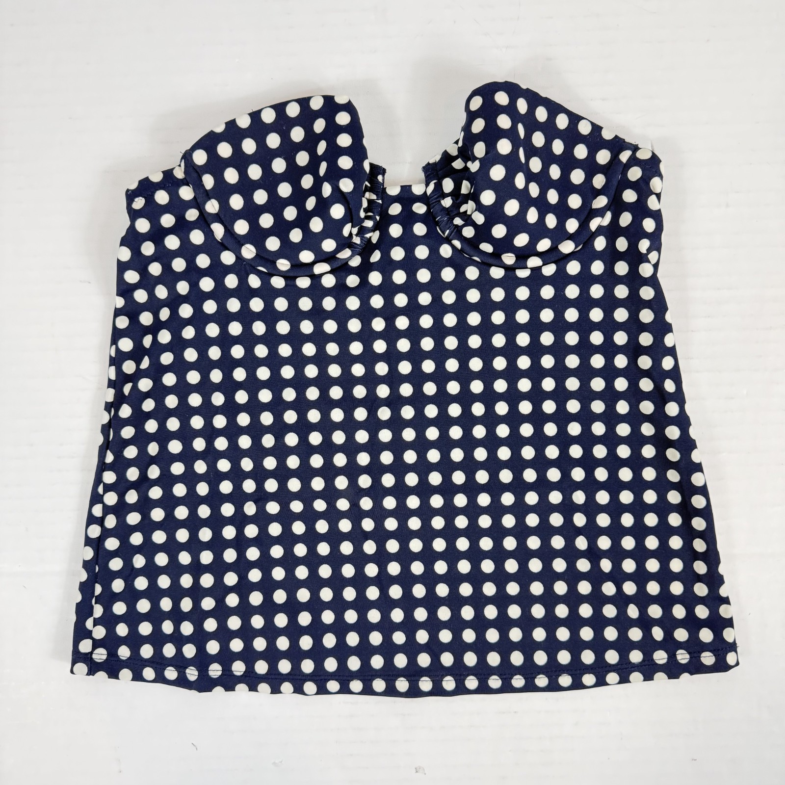 J.CREW NWOT Women's Navy Blue Polka Dot Tankini Underwire Swim Top sz 0 A1567
