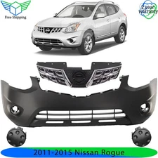 Front Bumper Cover Fascia & Grille Assembly Kit For 2011-2015 Nissan Rogue