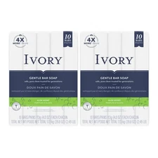 Ivory Gentle Bar Soap - Aloe Scent, 20 Bars x 3.17oz Each