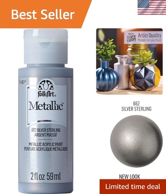 #ad Non Toxic Silver Sterling 2 Oz Acrylic Paint Perfect for Indoor amp; Outdoor Use $3.99