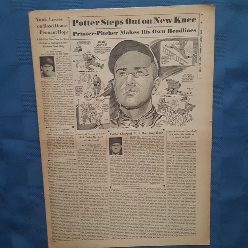 St Louis Browns Baseball 1944 Nelson Potter by Amadee Nebraska State League