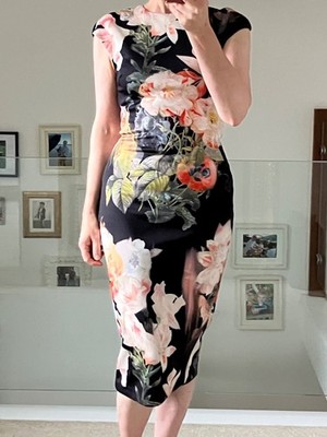 Ted Baker Bleistiftkleid ''Candiss'' auffälliges Blumen Party Abend Hochzeit Größe 2 (8)