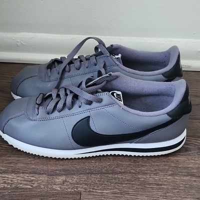 Nike Cortez Gray Black White Lace Up Low Top Athletic Sneakers for Running