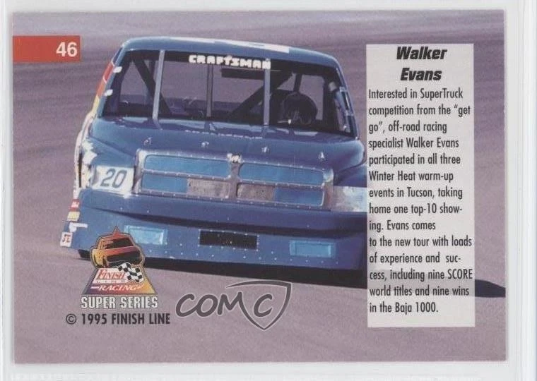 1995 Finish Line Super Series Trucks Rainbow Foil Walker Evans #46 Rookie RC - Image 2 of 2