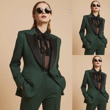 Green Modern Workwear Jacket Business Suits for Women Slim Fit Ladies Outfit
