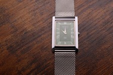 Seiko Slim Quartz Men Green Dial Silver Bracelet Vintage Watch