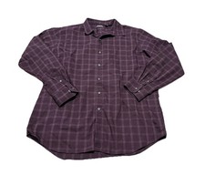 Van Heusen Men's Flex Dark Purple Plaid Long Sleeve Dress Shirt Sz XL 17-17 1/2