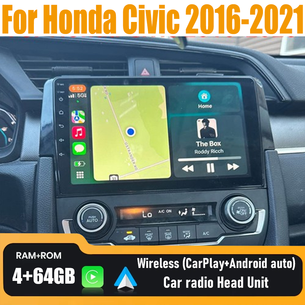 9''Wireless Carplay & Android Auto Car Radio Head Unit For Honda Civic 2016-2021