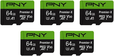 64GB Premier-X Class 10 U3 V30 Microsdxc Flash Memory Card 5-Pack - 100Mb/S, Cla