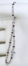 White Gold Diamond & Rubies 9ct Tennis Bracelet 19cm As New Boxed Rrp $3000