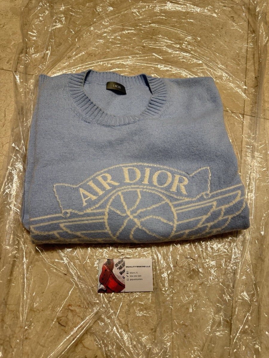 Dior x Jordan Wings Blue Sweater Sweatshirt Cashmere SS20