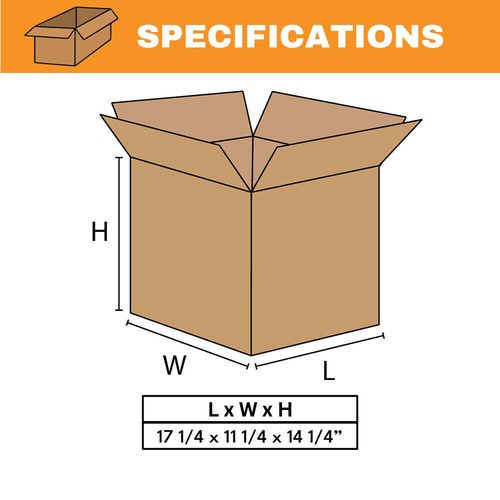 20 Shipping Moving Corrugated Boxes 171/4x111/4x141/4 - Picture 3 of 5
