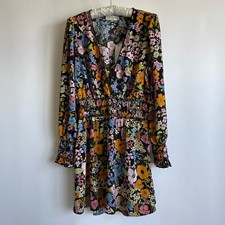 Anthropologie WAYF Womens Floral Long Sleeve Smocked Dress Medium Multicolor New