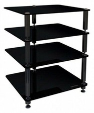 Norstone Bergen 2 HiFi Ständer schwarz 4 schwarze Glasablagen Audio Rack