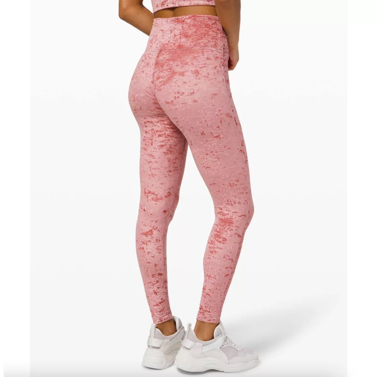 Lululemon Wunder Lounge Pink Crushed Velvet Leggings Womens 2 High Waist