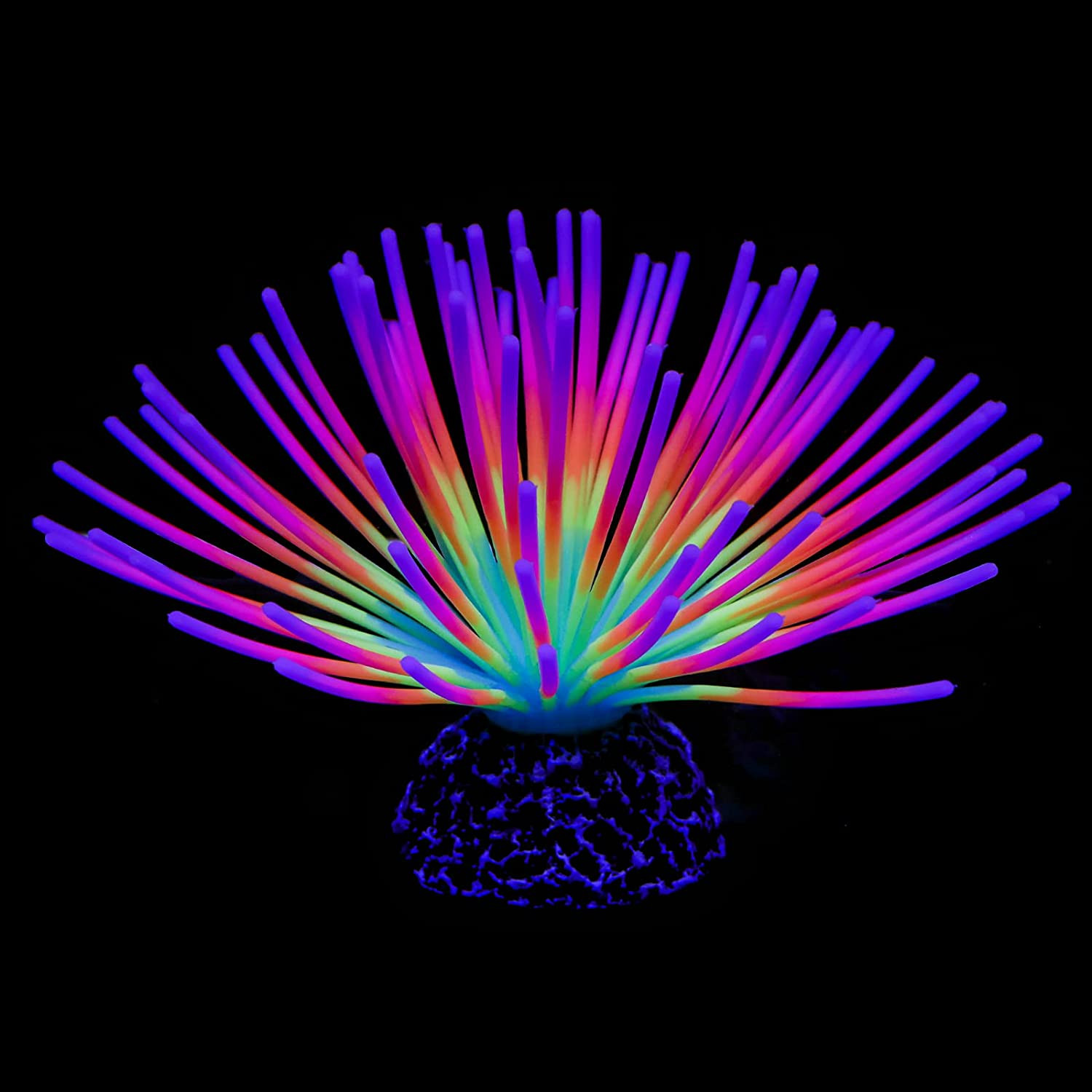 Aquarium Imitative Rainbow Sea Urchin Ball Artificial Silicone Ornament with Glo