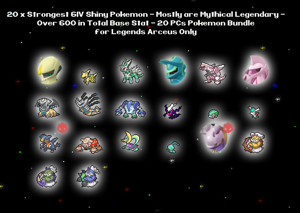 20 x Strongest 6IV Max Stats Effort Shiny Legendary Pokemon