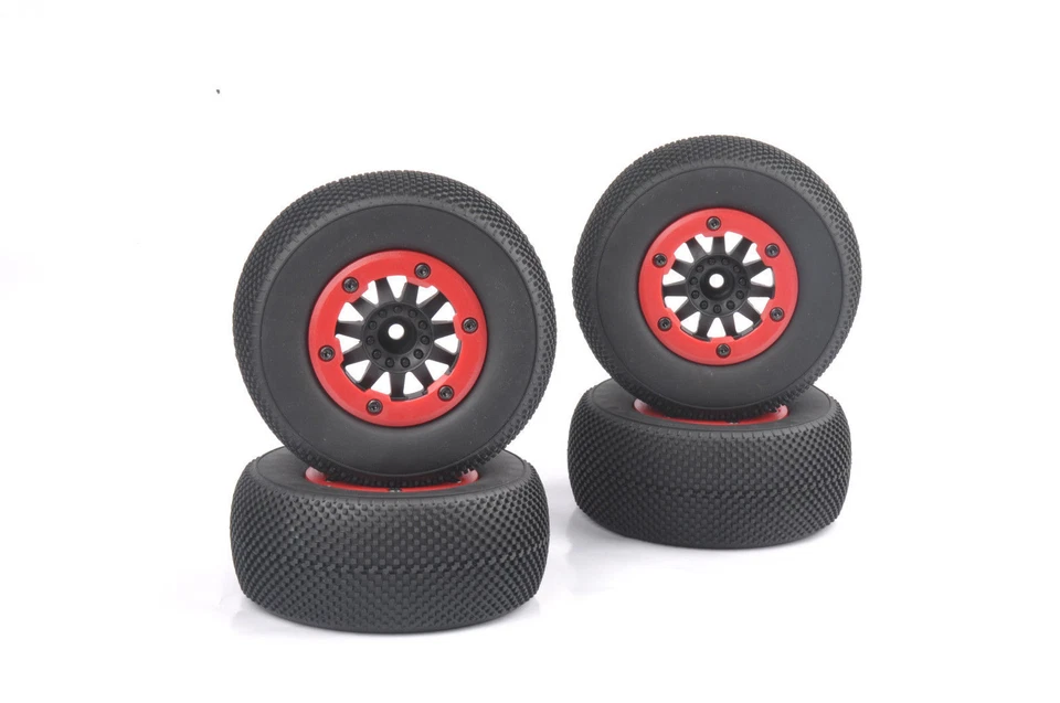 4Pcs 1:10 RC Short Course Tires&Bead-Lock Rims For HSP TRAXXAS Slash Racing Car - Image 2 of 4