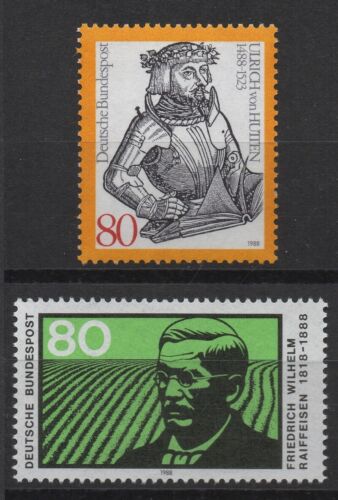 Germany 1988 Sc# 1550+1551 Mint MNH Friedrich Raiffeisen, Ulrich von Hutten - Afbeelding 1 van 1