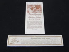 RARE Antique 1920s Egyptian Lotus Stick Incense Unopened NOS + Orig Brochure 