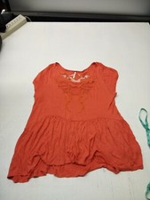 Urban Outfitters Embroidered Sheer Floral Orange Tunic Size Medium