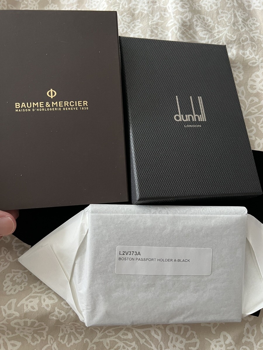 Dunhill x Baume & Mercier Black Leather Passport Holder Case NEW